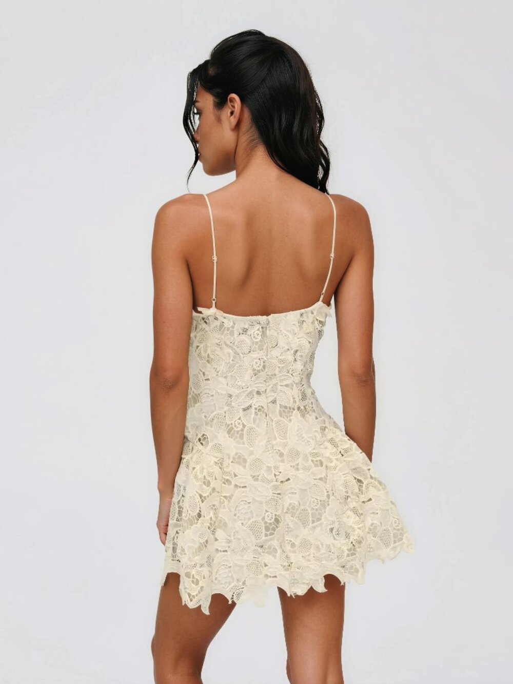 For Love & Lemons Coco Lace Sleeveless Mini Dress - Cream - Picture 4 of 5